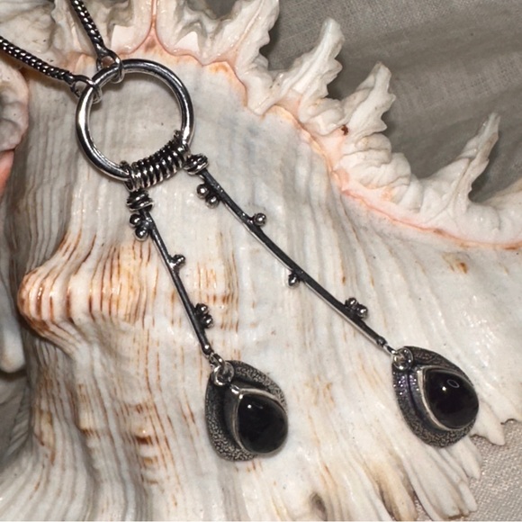 Modern Ruby Ziosite dangle multi-gem handmade statement Necklace - Picture 6 of 14